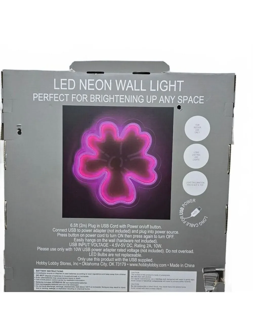 Flower LED Neon Wall Light 15x16in Pink